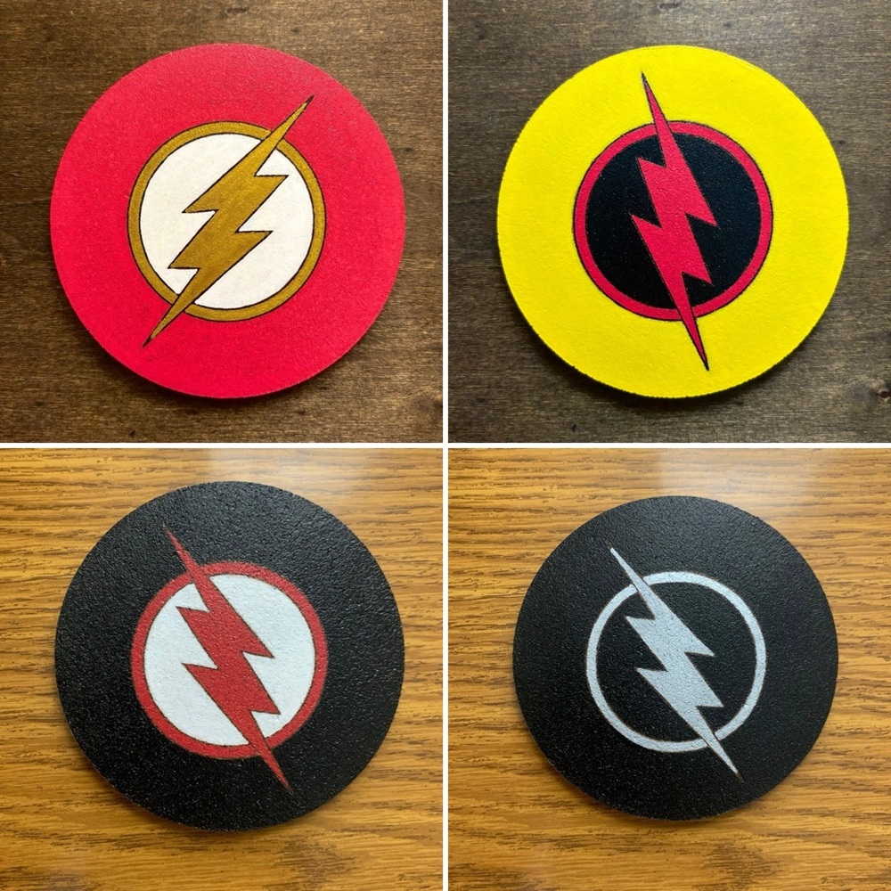 Arrowverse Flash Painted Cork Coasters Lot of 4